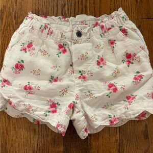 GAP White High-Waist Floral Print Shorts with Pink Flowers